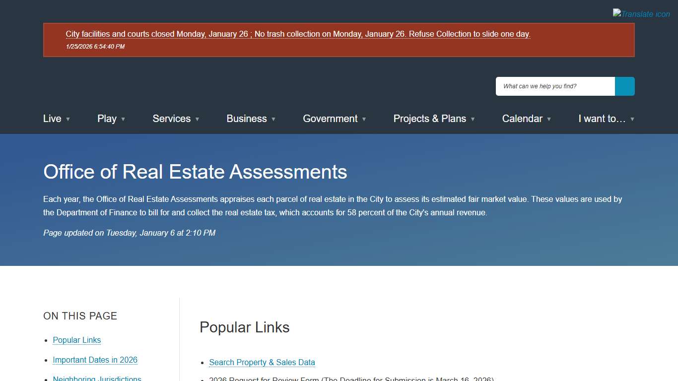 [Current] Office of Real Estate Assessments City of Alexandria, VA