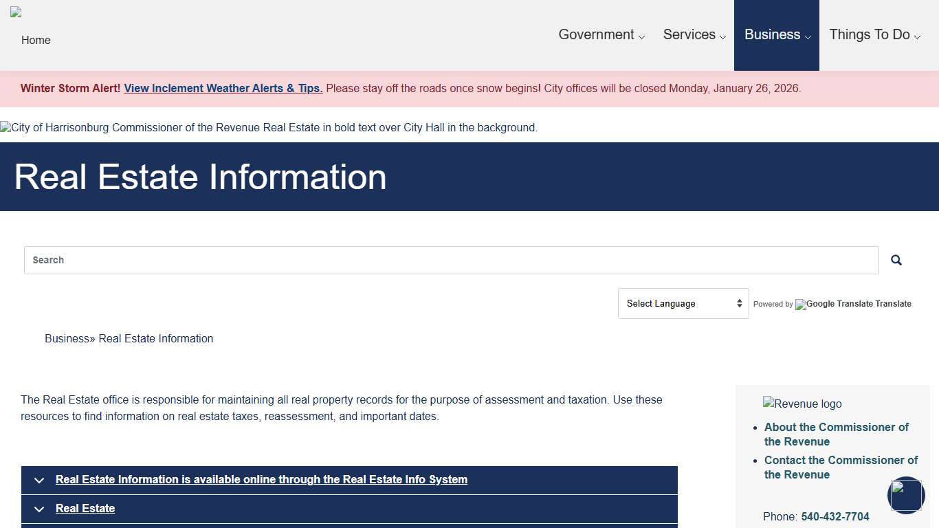 Real Estate Information City of Harrisonburg, VA